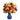 warm color flowers in a blue vase