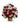 Red roses and white flowers in a basket.