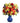 warm color flowers in a blue vase