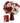 flowers in a red vase with a greeting card